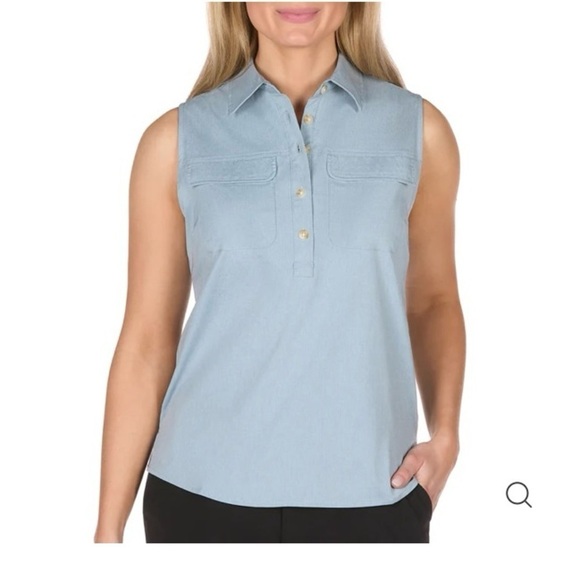 The American Outdoorsman Golf sleeveless collared  half-button UV 40 Blue size M - Picture 1 of 15